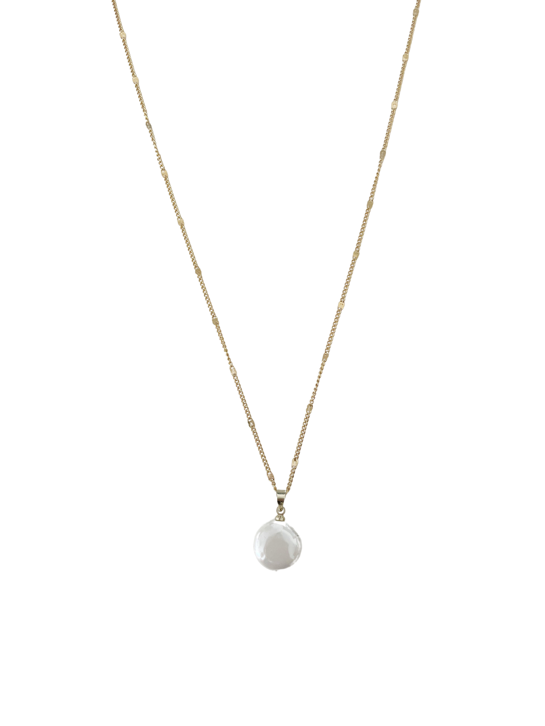 White Stone Necklace - Gold